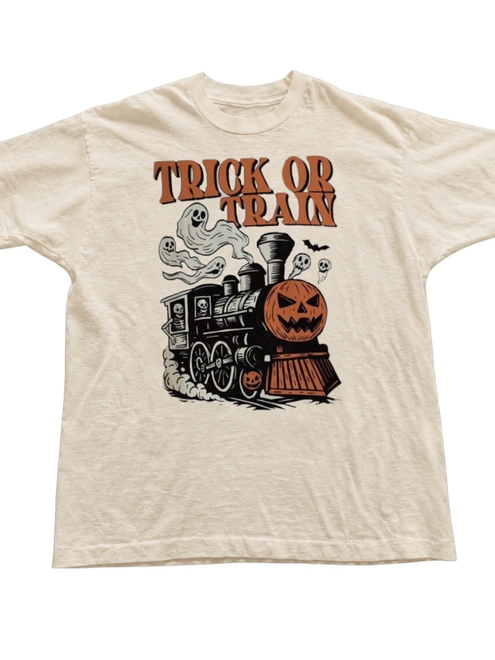 ' 'Trick or Train' Halloween Tee - Off White